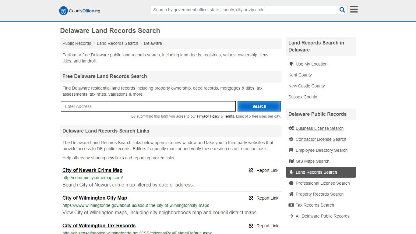 Delaware Land Records Search - County Office